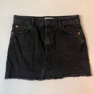 Mango Denim Miniskirt w/ Frayed Hem